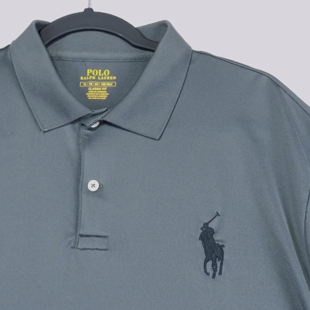 Polo Ralph Lauren Performance Polo Shirt Mens XL Gray Big Pony Classic Fit EUC